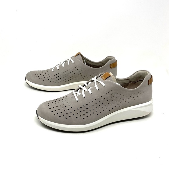 Clarks Un Rio Tie Stone Nubuck Sneakers 48716 - Picture 2 of 8